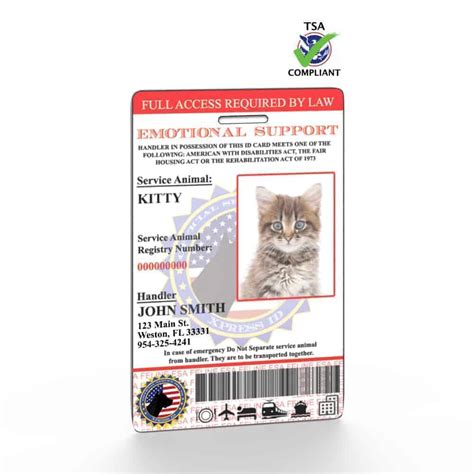 Cats as emotional support animals. Emotional Support Feline (Cat) ID-Custom | Holographic ...