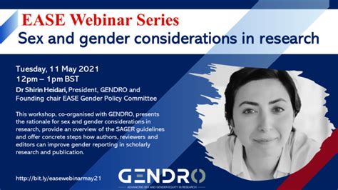 Ease Webinar Series Sex And Gender Considerations In Research Ease