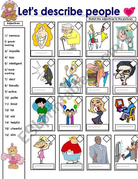 Worksheet Describing People Worksheet Kids Teaching Using