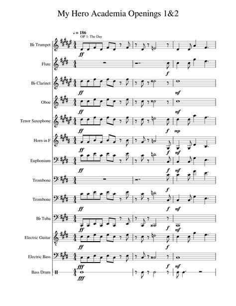 My Hero Academia The Day And Peace Sign Sheet Music For Flute Clarinet