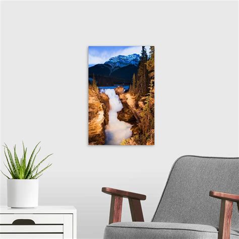 Athabasca Falls And Mount Kerkeslin At Dusk Alberta Canada Wall Art