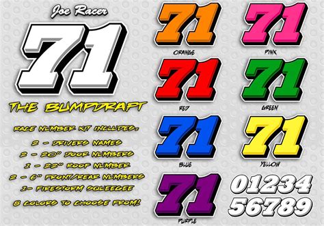 The Bump Draft Race Car Number Decal Kit Racing Graphics