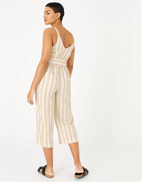 Stripe Belted Jumpsuit Cream Summer Holiday Jumpsuits And Playsuits