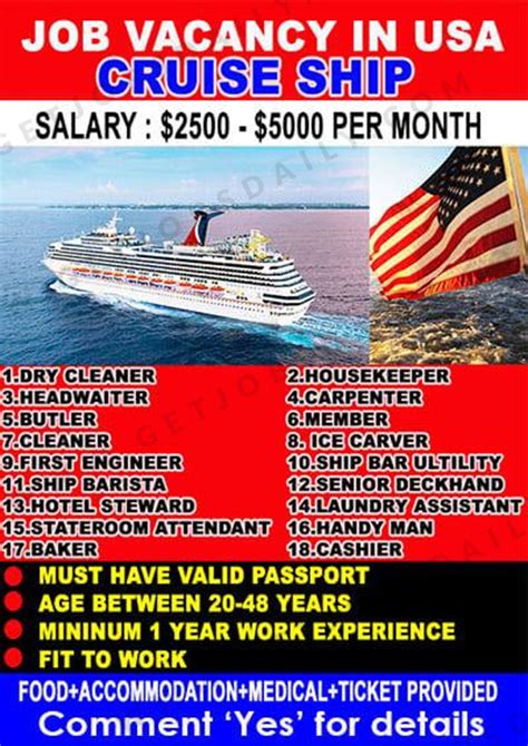 Apply online now via jobstore! job vacancies in USA cruise ship jobs 2019