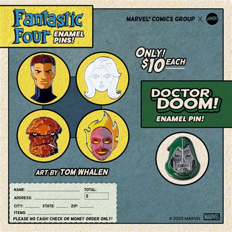 Fantastic Four Enamel Pins Fantastic Four Tom Whalen Fantastic
