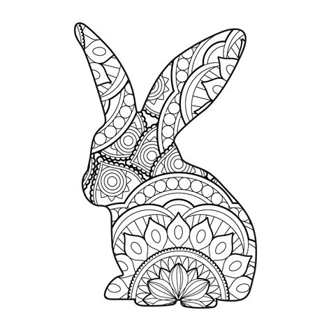 Cute Rabbit Mandala Coloring Vector Illustration Design 8960399 Vector