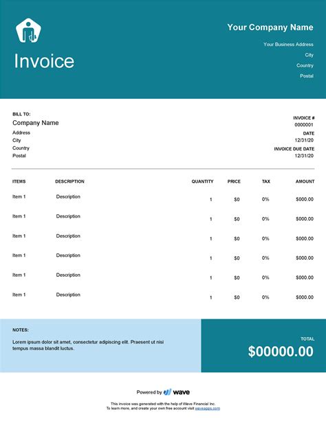 Professional Invoice Template Wave Invoicing