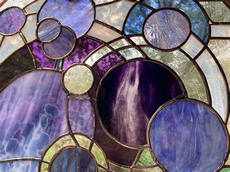 Celestial Stained Glass Panel Glass Window Hanging Round Etsy Uk