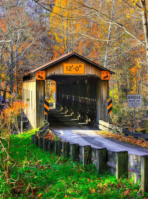 Ohio Country Roads Olins Covered Bridge Over The Ashtabula River No