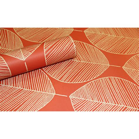Arthouse Wallpaper Retro Leaf Orange Wilko