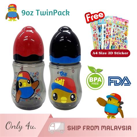 🇲🇾 Twin Pack Didi And Friends 9oz250ml Wide Neck Bottle Milk Water Bpa