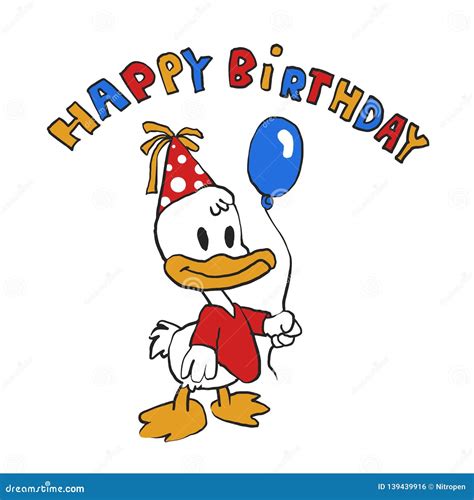Birthday Happy Duck Cartoon Stock Vector Illustration Of Mascot