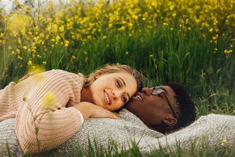 Romantic Interracial Couple Outdoors Stock Image Image Of Together African 141160717
