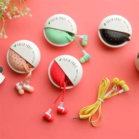 Cute Fruit Candy Colorful Earphones 35mm In Ear With Microphone For