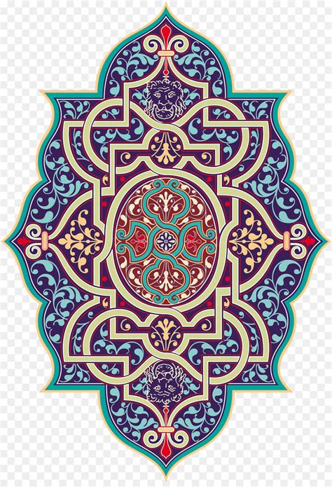 Ornamen Arabesque Pola Geometris Islam Gambar Png