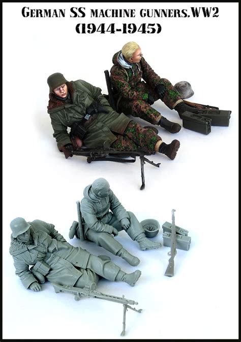 Resin Assembly Kits 1 35 German Ss Machine Gunners Soldiers Unpainted