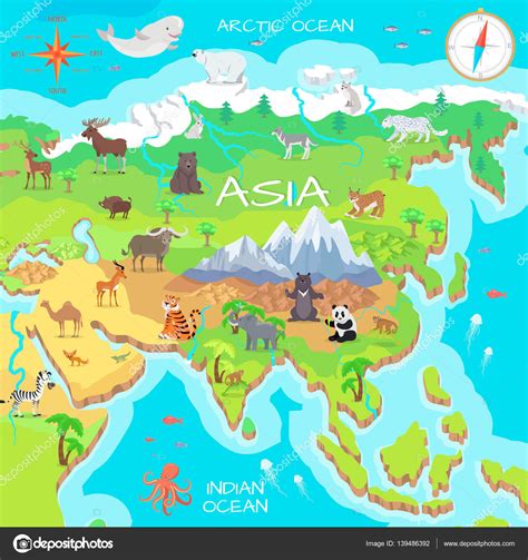 Asia Mapa Fauna Vector Grafico Vectorial Imagenes De Asia Mapa Fauna Images