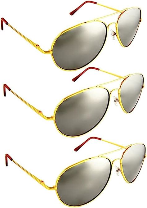 Premium Mirrored Aviator Sunglasses Gold3pack Special Shoes