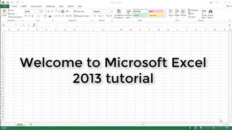 Excel 2013 Tutorial Part 1 Welcome To Introduction Microsoft Excel