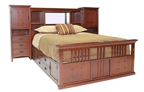 Queen Captains Bed Made With Wood San Mateo Oak Mid Wall Queen