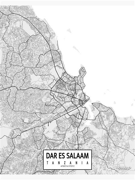Dar Es Salaam City Map Of Tanzania Light Poster By Demap