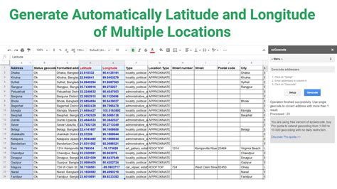 How To Generate Automatically Latitude And Longitude Of Multiple