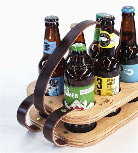 Wood And Leather Six Pack Beer Carrier Beer Wood Beer Caddy Beer Carrier