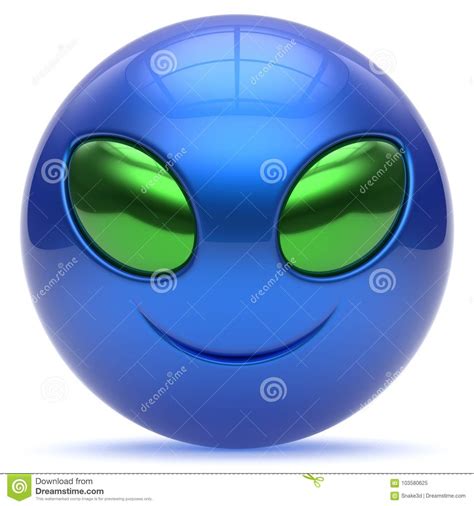 Smiley Alien Face Cartoon Cute Head Emoticon Monster Blue
