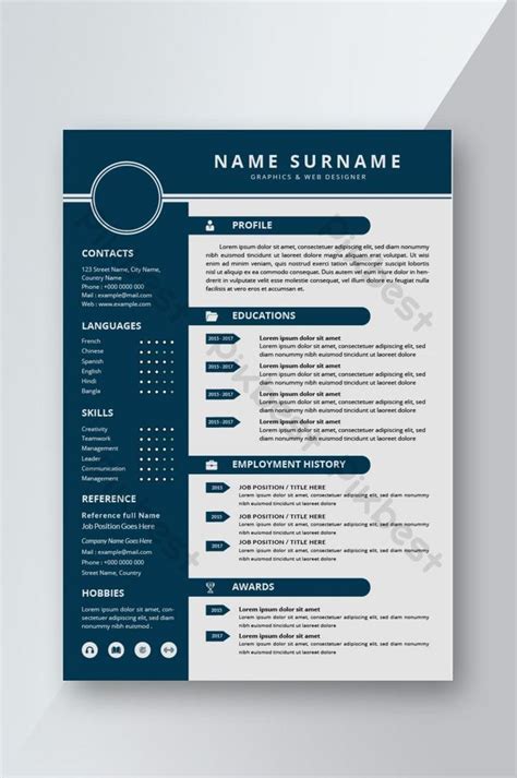 Simple Modern Resume Cv Template Design For Interview Word Doc Free