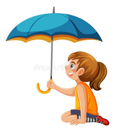 Side View Of A Girl Holding Umbrella Stock Vector Illustration Of