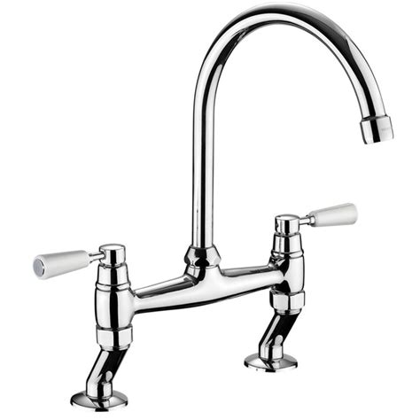 Rangemaster Traditional Bridge Chrome Dual Lever Kitchen Sink Mixer Tap