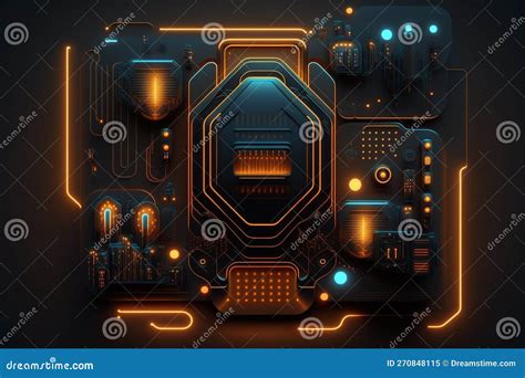 A Futuristic Tech Background With Mainboard Connectors And Connected