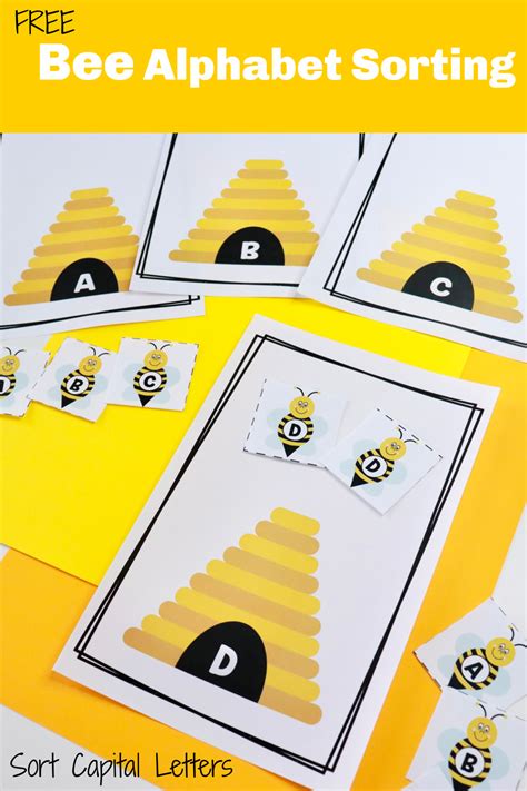 Bee Alphabet Sorting For Preschoolers Free Preschool Printables