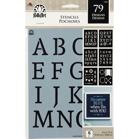 Shop Plaid Folkart ® Craft Stencils Value Packs Alphabet Serif