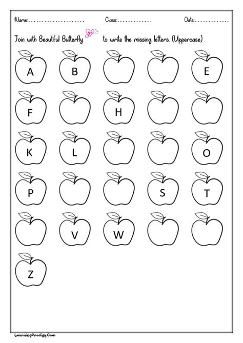Fill in the Missing Letters English Alphabets Worksheet for Kids