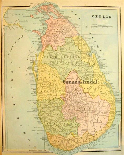 1888 Antique Map Of Ceylon Sri Lanka Etsy Antique Map Sri Lanka Map