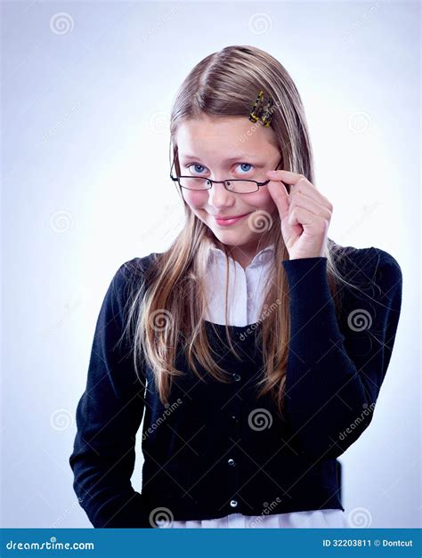 Portrait Of A Teen Girl With Glasses Stock Image Image Of Natural Cute 32203811