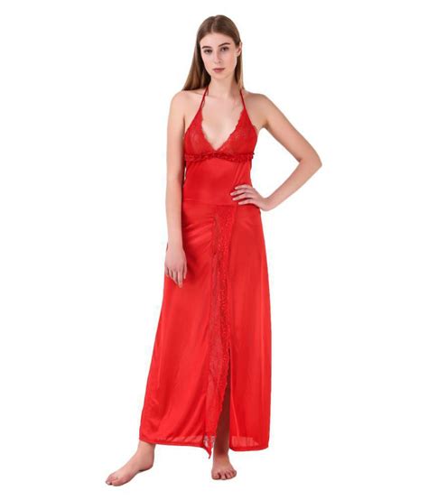 Buy Masha Satin Nighty And Night Gowns Red Online At Best Prices In India Snapdeal
