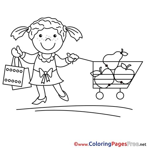 Shopping For Free Coloring Pages Download Girl