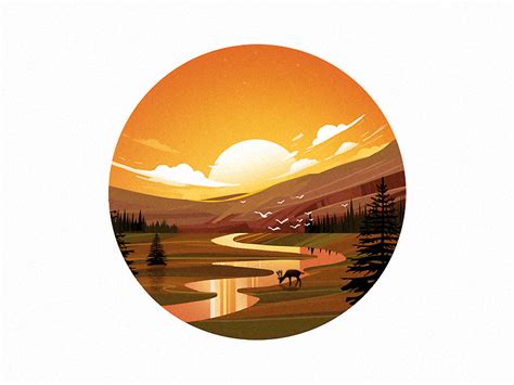 Sunset And River Illustration By Afsal On Dribbble
