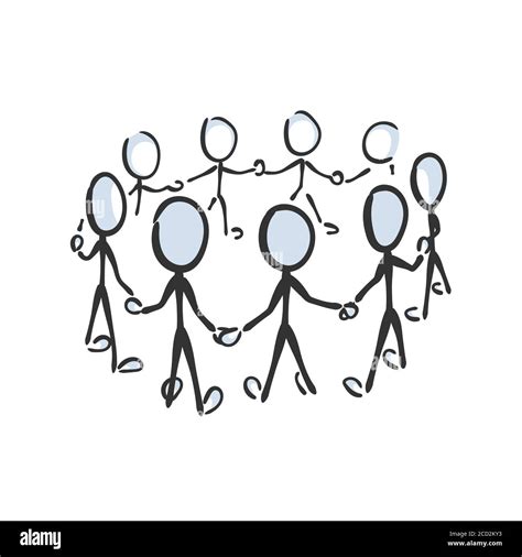 People Circle Community Human Chain Holding Hands Vector Simple Team