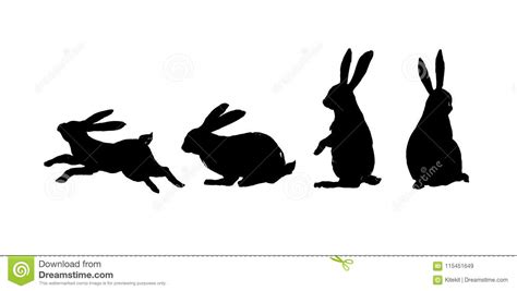 Running Sitting And Standing Rabbit Black Cut Silhouette On A Stock