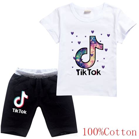 Tik Tok Cotton Girls Tops Fashion Summer Clothes Kids Shirts Cartoon