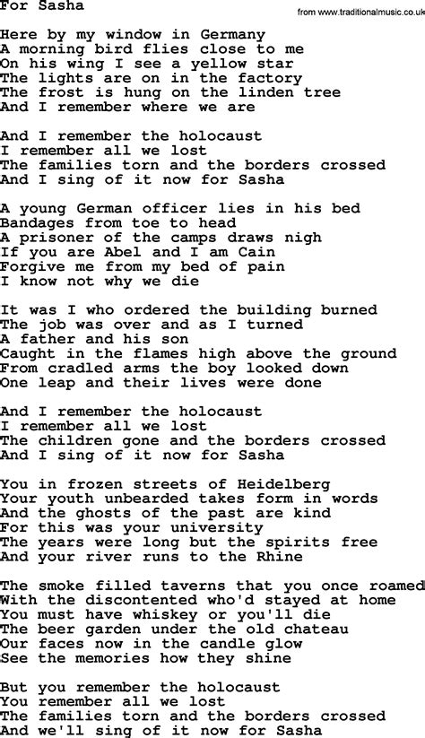 Joan Baez Song For Sasha Lyrics