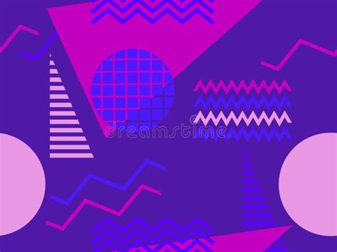 Memphis Seamless Pattern Retro Background Geometric Shapes In The