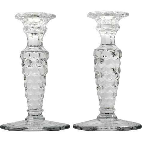 Shenzhen ida decor supplies co., ltd. Fostoria American Elegant Glass Taper Candle holders Tall ...