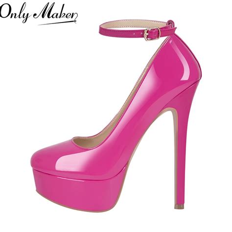 onlymaker women mary jane pumps platform ankle strap stiletto high heels dress buckle shoes big