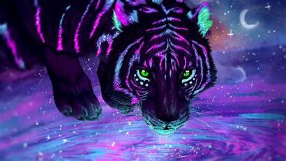 Purple Tiger Digital Eyes Wallpapers Desktop Animal