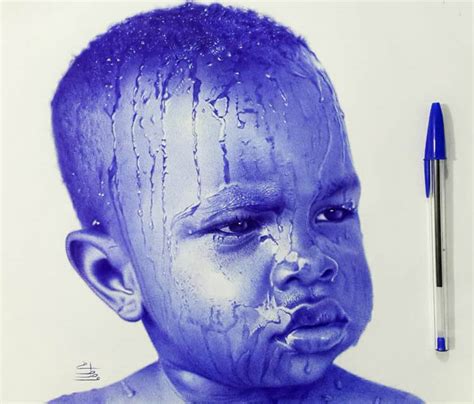 Have you ever looked at a face and marveled at its structures, but you may never have really taken on the task of understanding them as they sit as 3d objects? Water on baby face pen drawing by Mostafa Mosad Khodeir ...