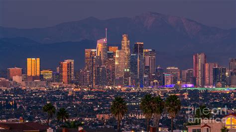 Los Angeles Skyline At Sunset